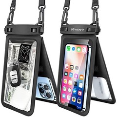 Double Space Waterproof Phone Pouch – 2 Pack, Medium 8.3″ Black+ Black