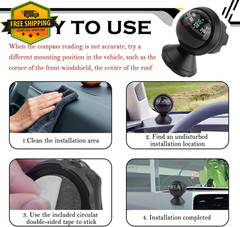 Car Compass Ball Dashboard Mount Night Vision Adjustable for Car Truck SUV Boat