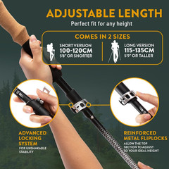 Premium Foldable Hiking Poles by USA Brand – Adjustable, Lightweight Trekking Po