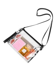 Clear Bag for Stadium Events, Clear Purse with Detachable Strap, Sports Black