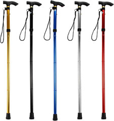 Folding Lightweight Walking Stick – Adjustable Aluminum Metal Collapsible Travel