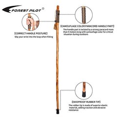 Natural Wood Hiking Walking Stick – 48″ Parachute Cord Wrapped, Lightweight, Dur