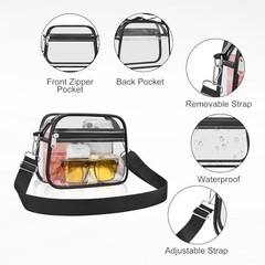 Clear Bag for Stadium Events Clear Sports Fan Handbags Purses with Small Black