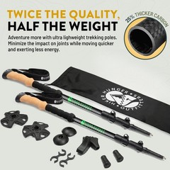 Hiker Hunger Carbon Fiber Trekking Poles | Cork Grip, – 3K Black