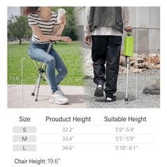 Ta-Da Chair, Portable Trekking Hiking Pole, Folding Walking Stick with Seat, …