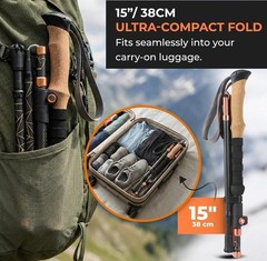 TREKOLOGY Trek-Z Prima 3K Carbon Fiber Folding Poles – Cork Grip (US) 100-120cm
