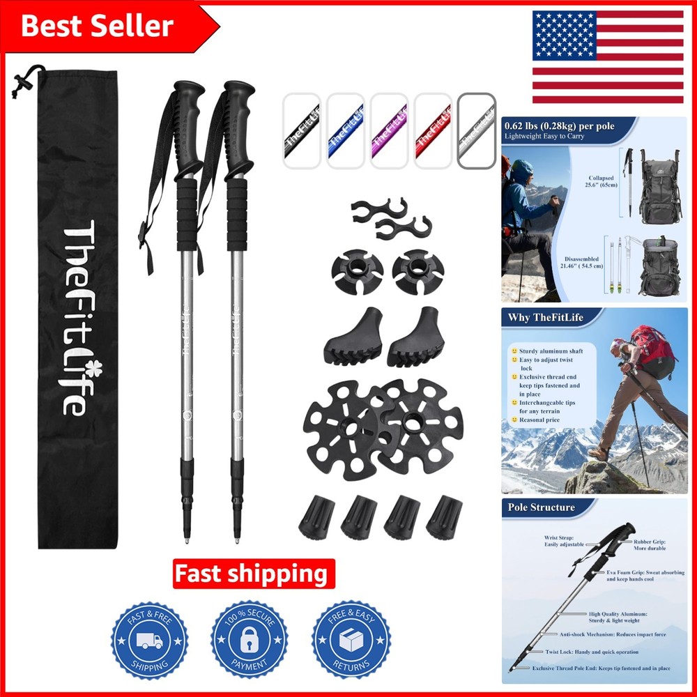 Durable Aluminum Trekking Poles – Lightweight, Collapsible for Hiking Adventures