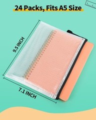 A5 Mesh Zipper Pouch, 24 Pack 9.5″ x 7.1″ Plastic Zipper A5-9.5×7.1in Black