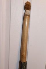Custom Made Red Oak Walking Hiking Stick with Antler Morel Mushroom Carving