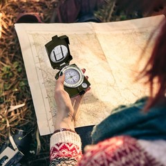 Compasses，Hiking Compass for Survival with ，Waterproof Durable and Green