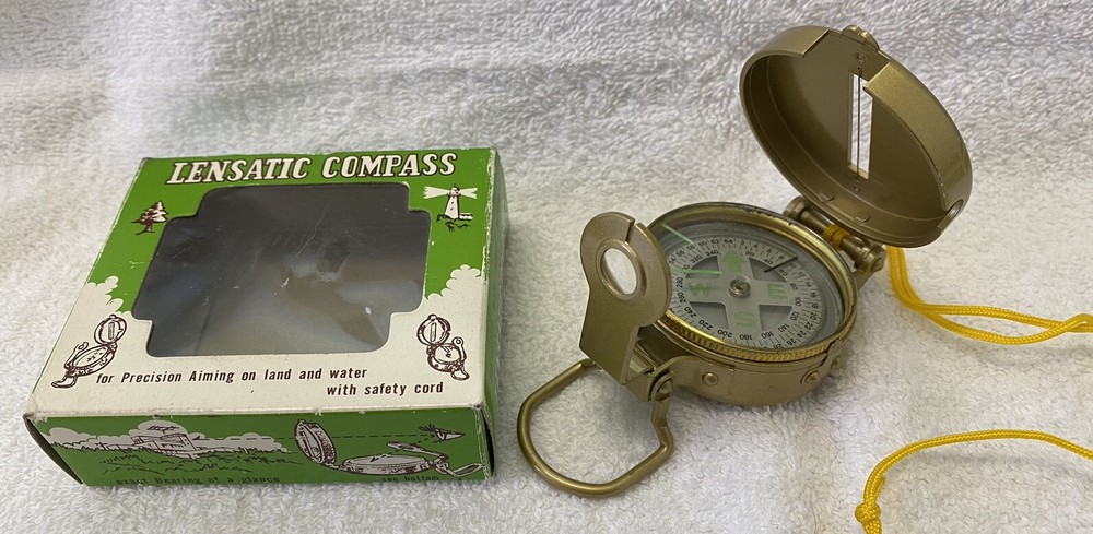 Lensatic Compass Model 14-829 With Box Excellent Condition & Box