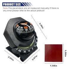 Car Compass, Car Dashboard Compass Ball with Slope Meter, Adjustable Night