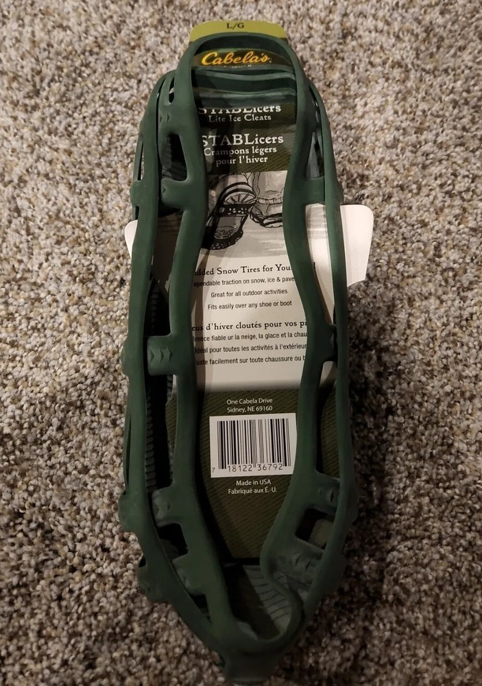 Cabela’s LG Stablicers Lite Ice Cleats Green – Free Shipping, Brand New