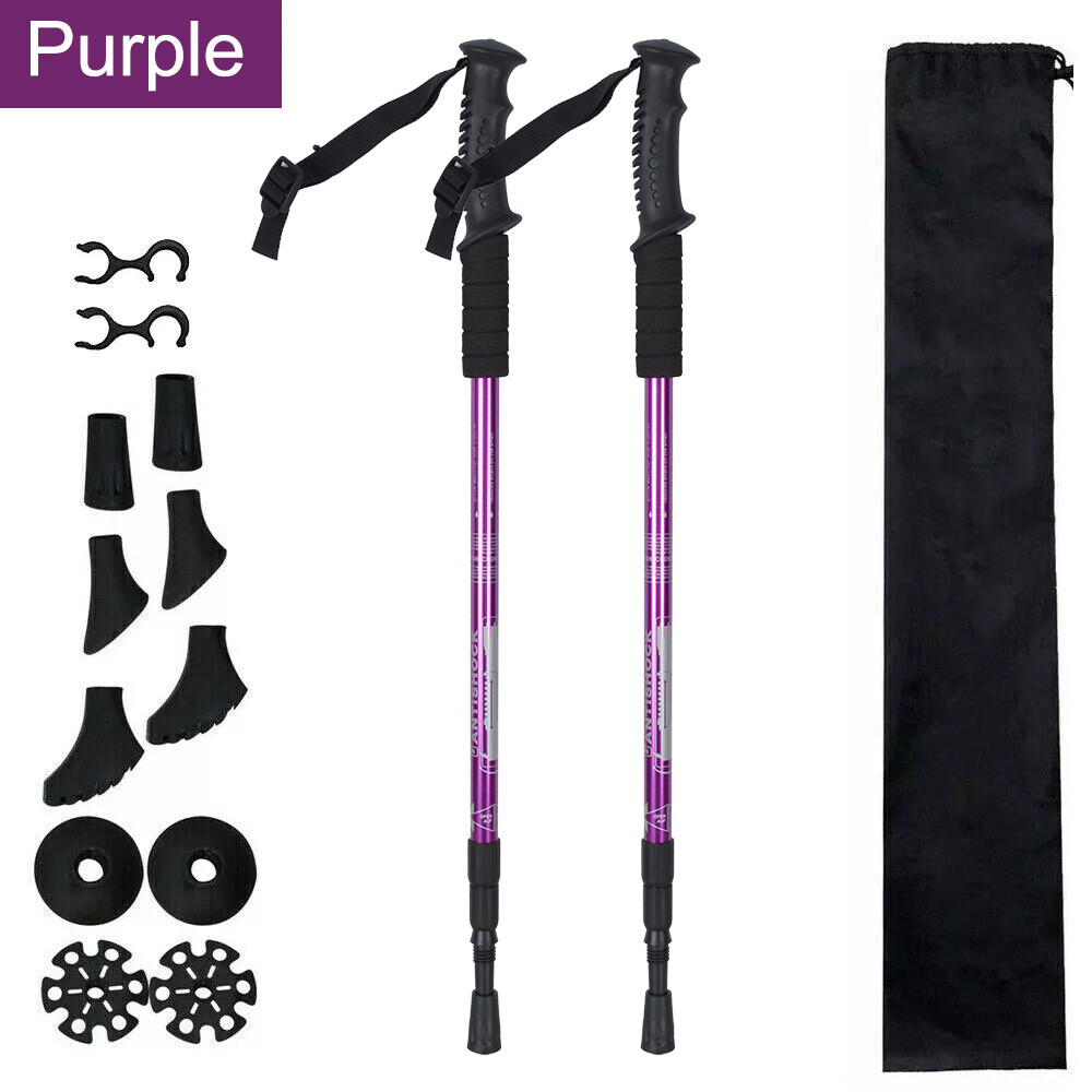 1 Pair Trekking Walking Hiking Sticks Anti-shock Adjustable Alpenstock Poles