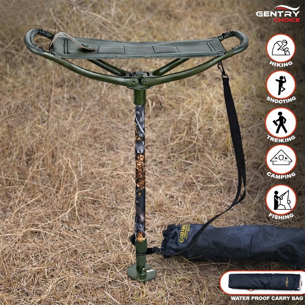 Camou Outdoor Walking Stick with Adjustable Seat Shooting Stick Hunting Stool