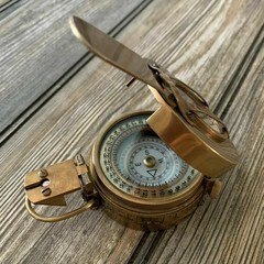 Antique Two Ton Military Compass~Pocket Compass Marine Ship Instrument Handmade