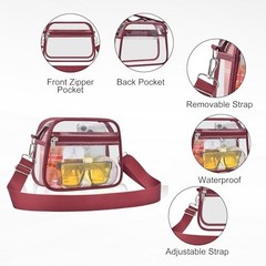 Clear Bag for Stadium Events Clear Sports Fan Handbags Purses Small Rose Red