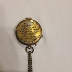 MAH Brass Handmade Religious Compass Gift “To My Son….” w/Case