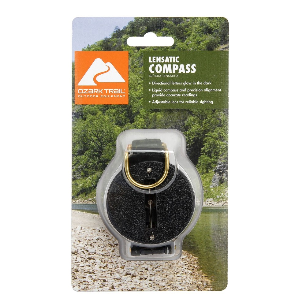 Lensatic Compass Luminous Dial Liquid Fill Ozark Trail New Sealed Package