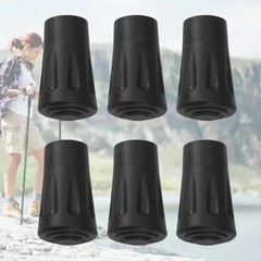 8Pcs Trekking Pole Tips Replacement Protectors Rubber Feet for Hiking Black