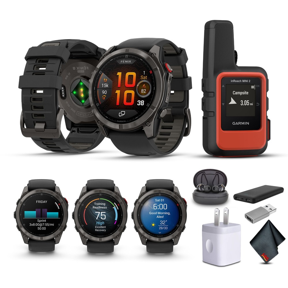 Garmin Fenix 8 Pro 51mm AMOLED – Carbon Gray DLC Ti Bundle w/inReach Mini 2