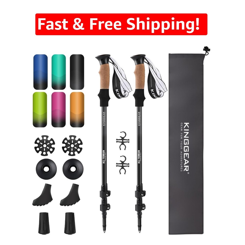 Nordic Walking Stick Set – Retractable Hiking Poles with Cork Grip & Flip Lock