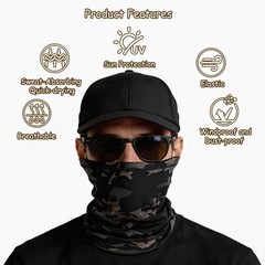9 Pack Neck Gaiter Sun Protection Face Masks Breathable One Size, Camouflage