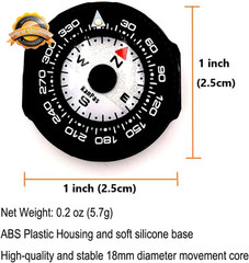 Mini Button Map Compass Turnable Bezel for Watchband Every Day Carry EDC