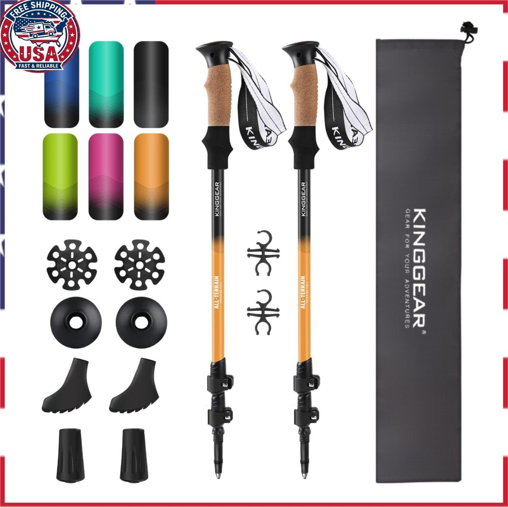 KINGGEAR Nordic Walking Stick – Lightweight Aluminum Trekking Poles 2 Pack