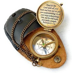 Engraved Compass With Leather For Men, Trust in The Lord Halloween Christmas