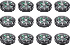 Pocket Compass, 20mm 12pcs Mini Oil Filled Compass for Hiking Black
