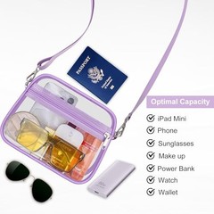 Clear Bag for Stadium Events Clear Sports Fan Handbags Large Light Purple