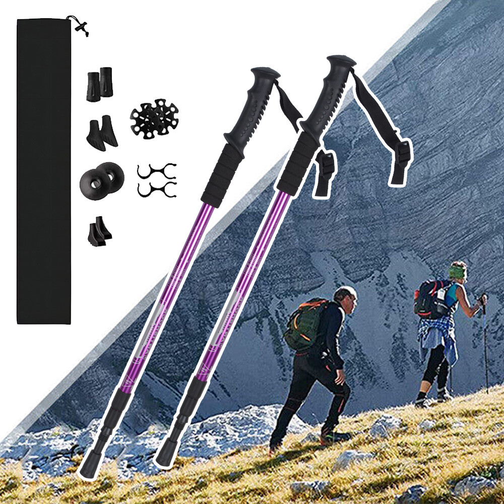 2X Trekking Poles Nordic Walking Hiking Sticks Adjustable Anti-shock Alpenstock