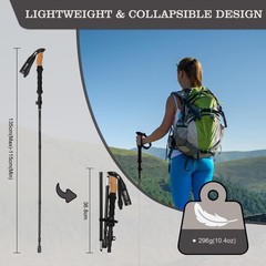 Hiking Poles with Cork Handle | Folding Hiking Poles Telescopic | Nordic Walking S…