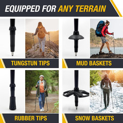 Trekking Poles for Hiking | Collapsible Walking Stick | 24″ to 54″ (Pair of 2) 9