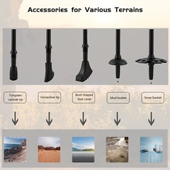 1 Pair Adjustable Trekking Poles Anti-Shock Walking Stick Aluminum Hiking Poles