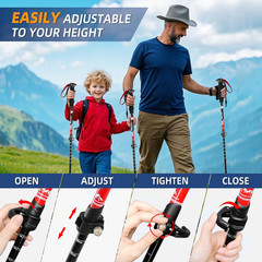 Lightweight Collapsible Trekking Poles for Hiking – 2 Pack Adjustable Hiking Pol