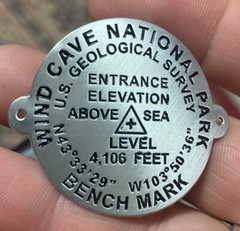 Wind Cave National Park Bench Mark Hiking Staff Stick Medallion NEW