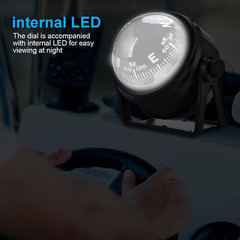 Car Compass Marine Dash Mount, LED Boat Compasses with Adjustable Mounting Brack