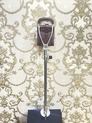 Economy Seat Stick Walking Stick Folding Chair WITH TWO TONE LEATHER SEAT.