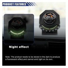 Car Compass, Car Dashboard Compass Ball with Slope Meter, Adjustable Night Vi…