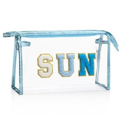 Sunscreen Bag Clear Makeup Toiletry Pouch Beach Vacation Essentials for Blue