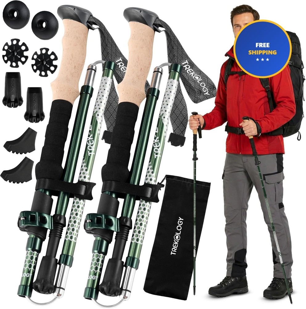 Trek-z Collapsible Hiking Trekking Poles – 100 Balance Support 2 Pack
