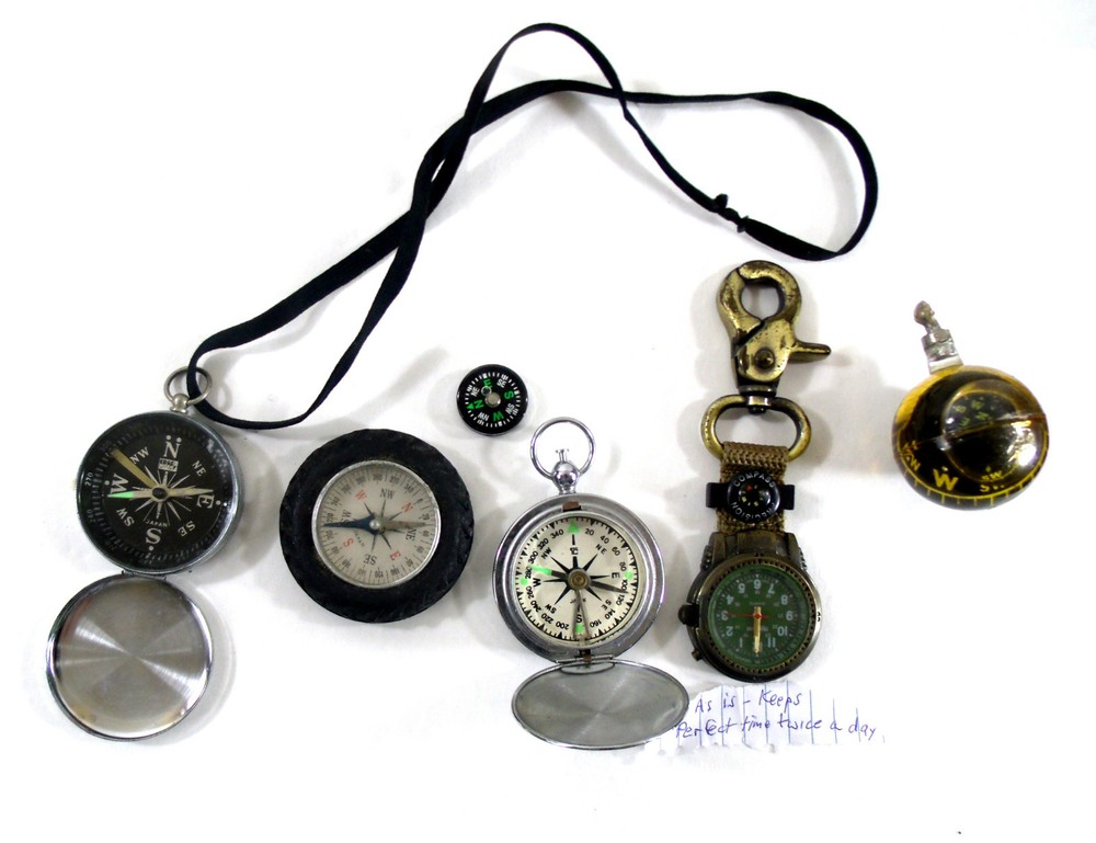 Group Of 7 Various Assorted Working & Non Working Compass Compasses 0011010