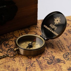 Trust in The Lord Compass – Proverbs 3: 5-6 Engraved Compasses, Wood Box Gree…