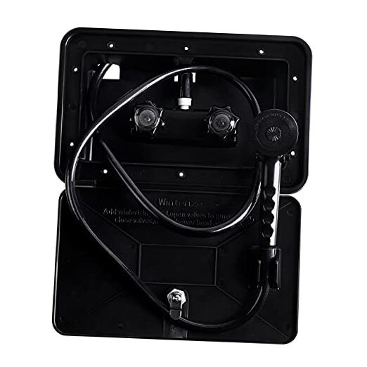 RV Exterior Shower Box Kit with Lock for Outside, Outdoor Non-Metallic RV Black