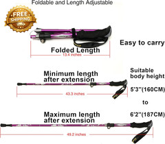 Aluminum Collapsible Ultralight Travel Trekking Hiking Pole for Men and Women
