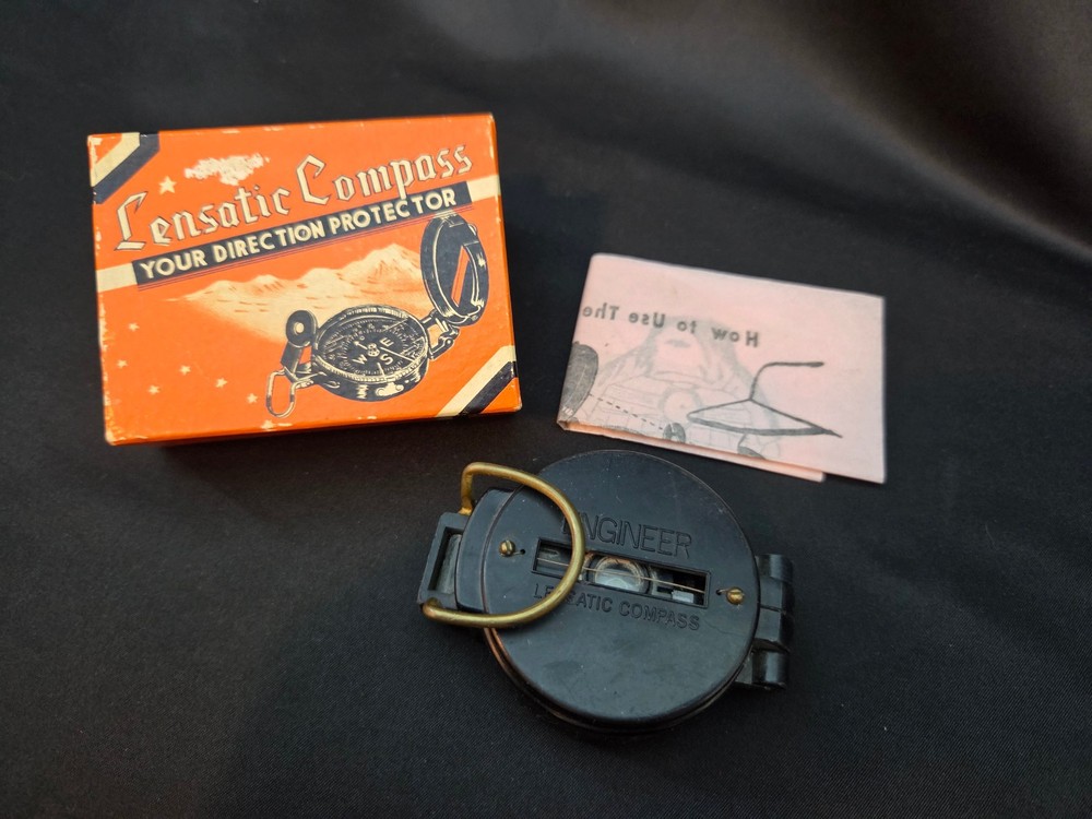 Japan Engineer Directional Compass Lensatic Black Scouting Hiking Vintage