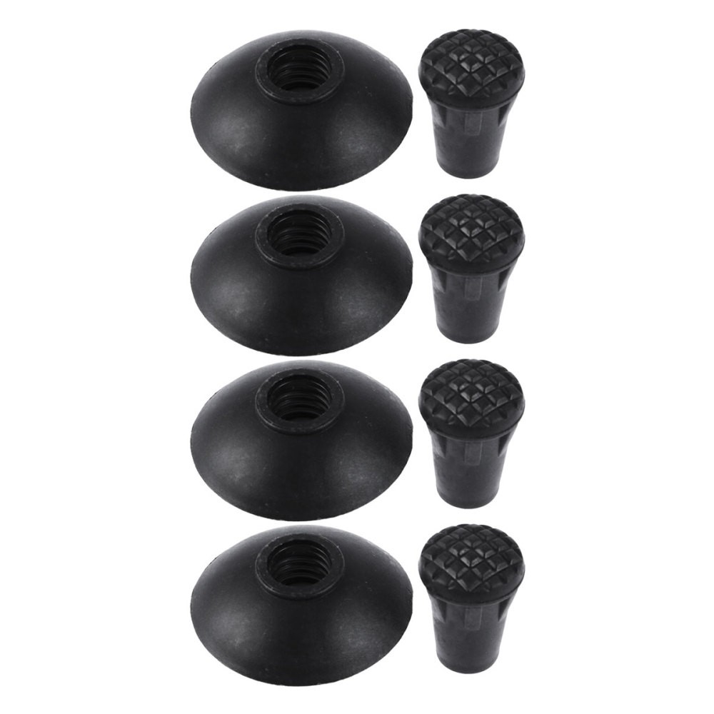 4 Pairs Durable Anti Skid Crutch Tips Hiking Pole Cover Reusable Black Caps