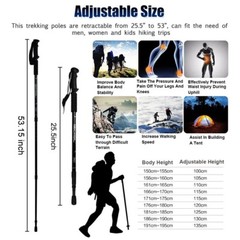 2x Trekking Poles Nordic Walking Hiking Sticks Anti-shock Adjustable Alpenstock